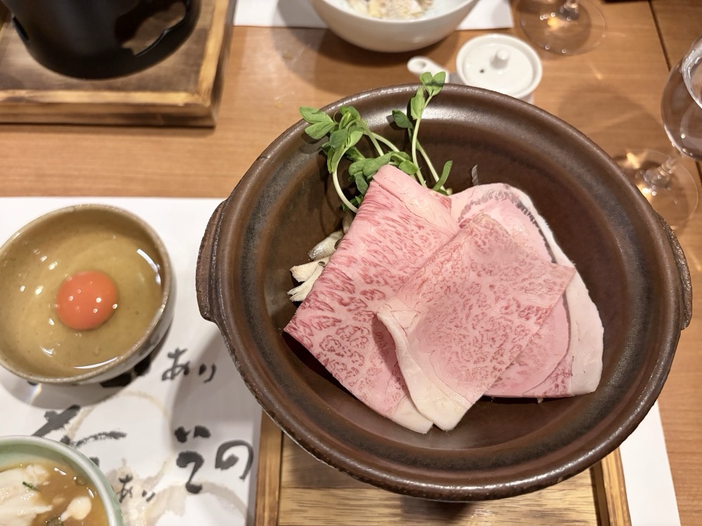 肉料理は壱岐牛のすき焼きでした