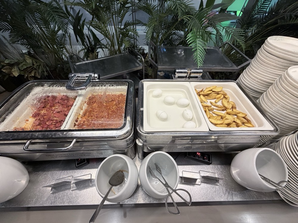 寄って撮ったものです。ひき肉の料理、焼いたもの、ゆで卵、じゃがいも