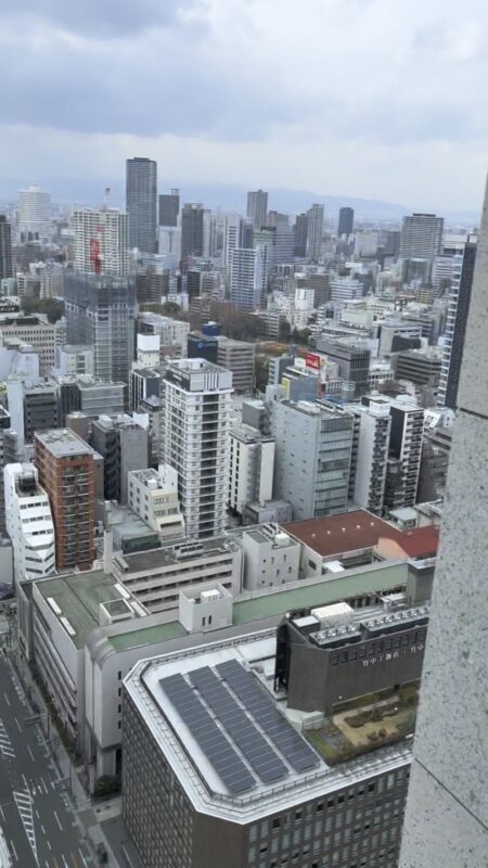 部屋の窓から。高さはありますが、見えるのは街です