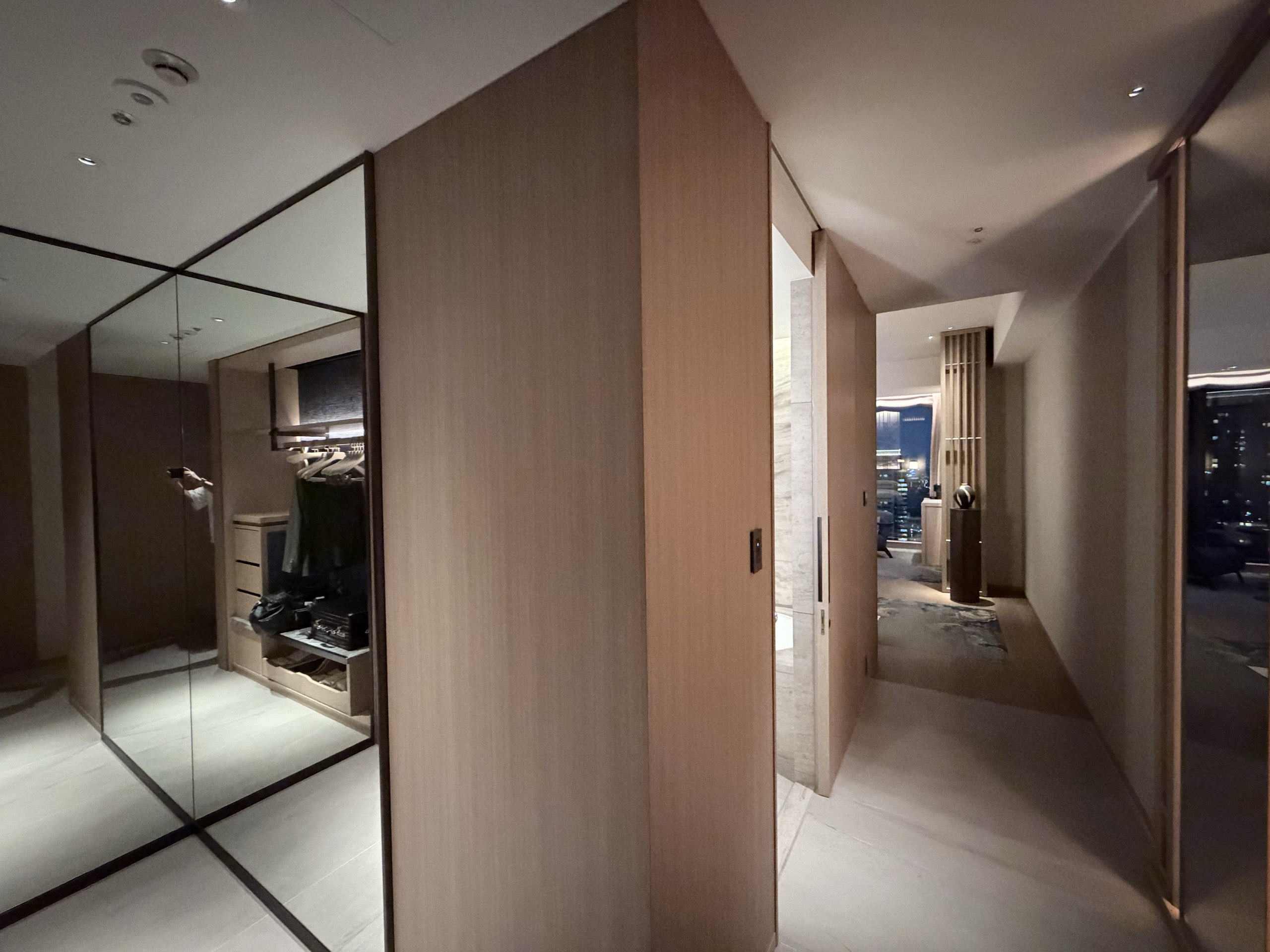 部屋に入ったところです。左が姿見で、その先がクローゼットです