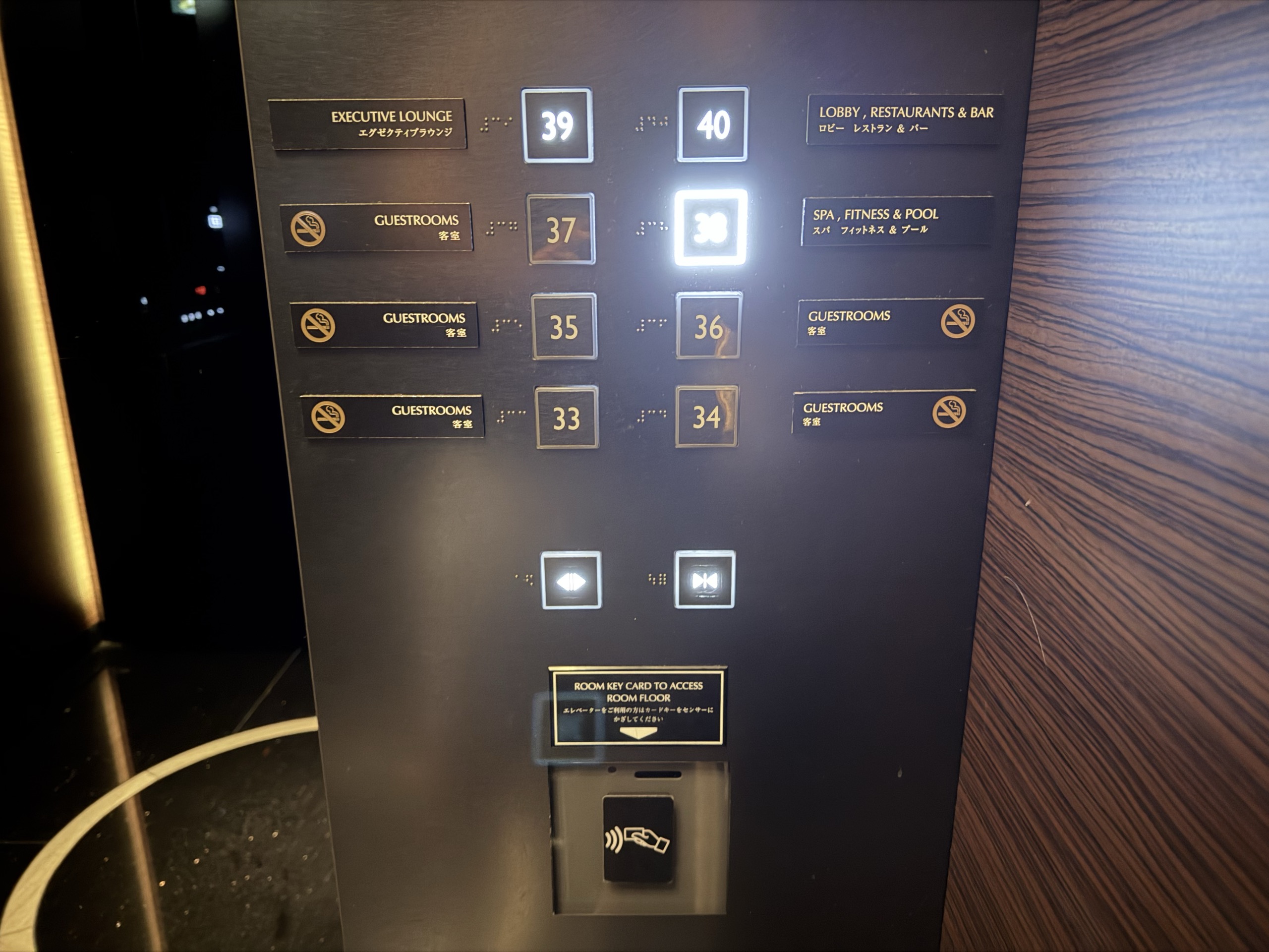 客室のエレベーターの階の表示