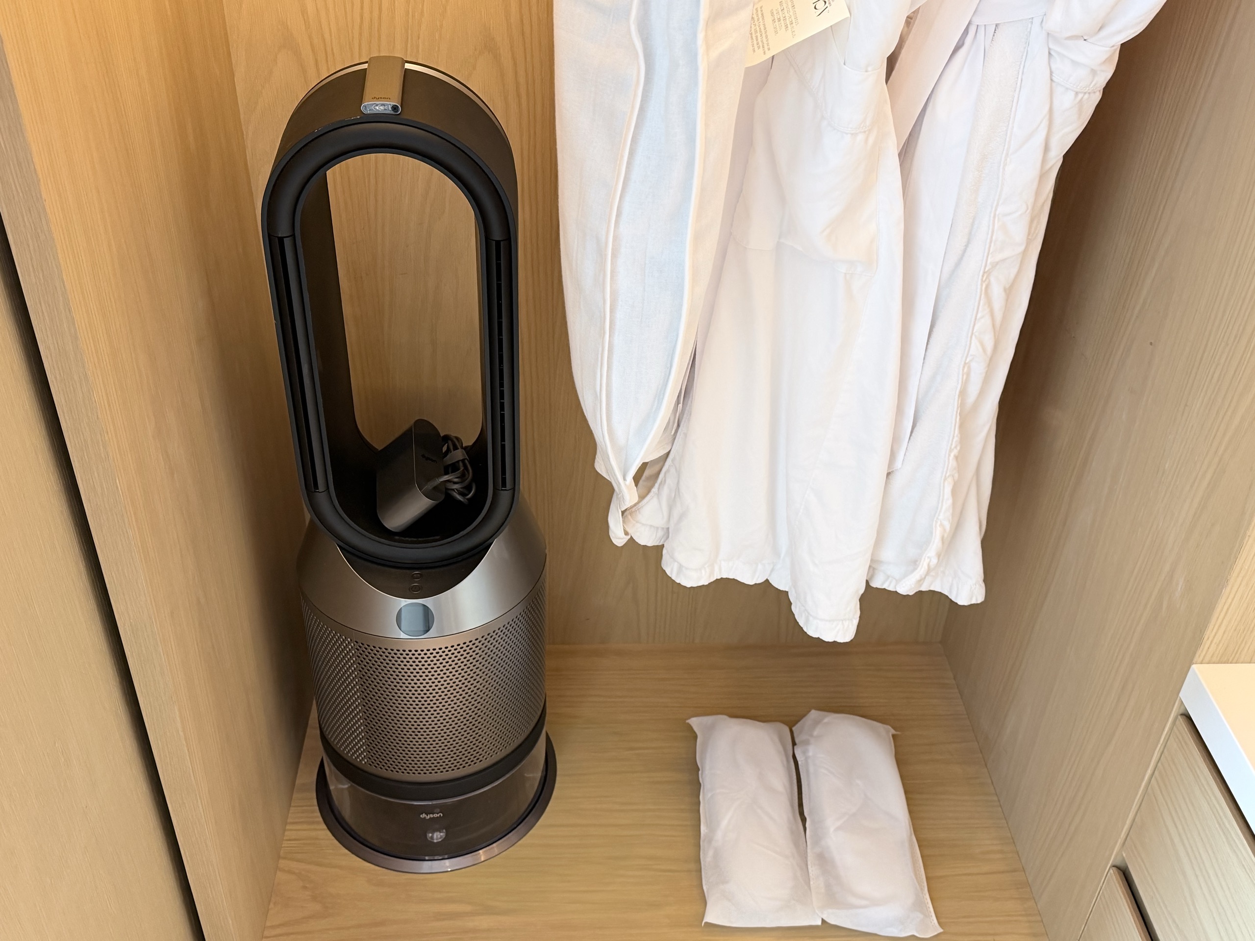 クローゼットの dyson の空気清浄機